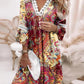 V-Neck Printed Lace Stitched Bohemian Casual Holiday Dress