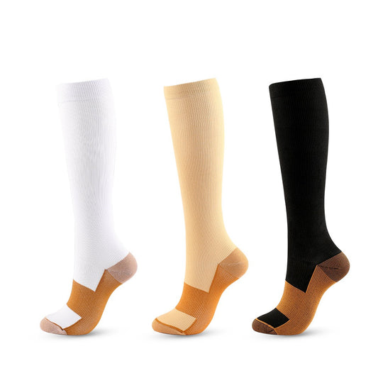 Copper fiber long tube pressure socks, nylon pressure compression outdoor sports socks