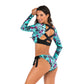 European And American Split Long-sleeved Diving Surfing Suit Swimsuit