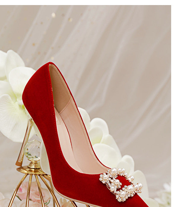 Pearl Rhinestone Single Shoes Stiletto Wedding Shoes