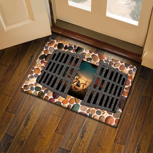 3D visual clown floor mat, funny entrance floor mat, illusion vortex floor mat