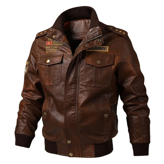 Faux Leather Jacket Men Spring Autumn Windproof Outwear Military Army Bomber Jacket and Coat 6XL Plus Size TD-MGND-08