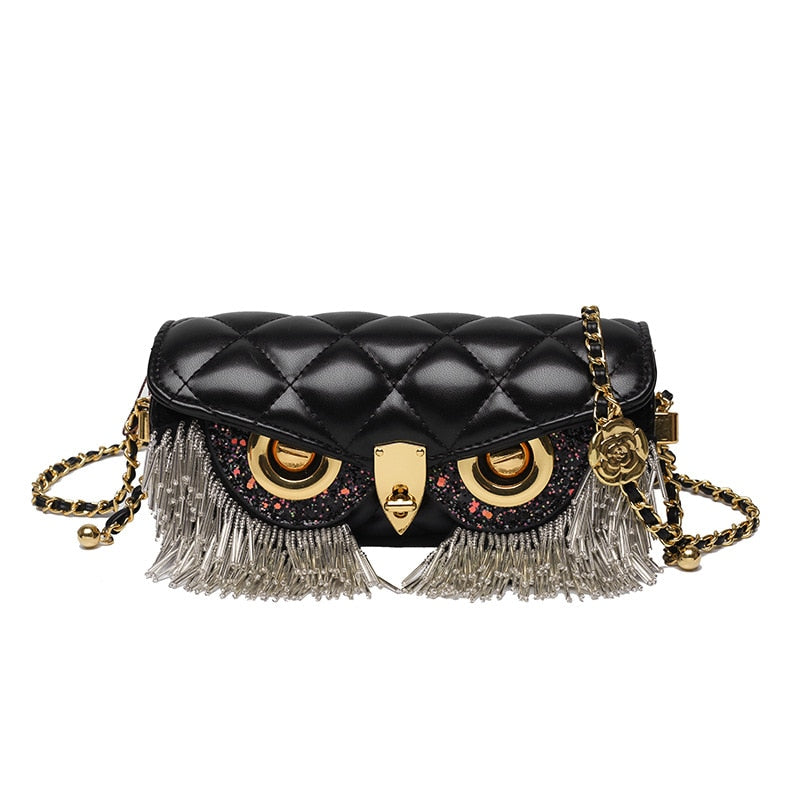 Cute Owl Bags for Women New Luxury Designer Handbag Fashion Tassel Crossbody Bag Leather Animal Print Shoulder Bag Woman