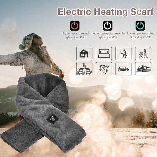 Winter Electric Heated Scarf 5V 3 Level Adjustable Temperature Scarf USB Charging Heat Control Neck Warmer For Cycling Camping