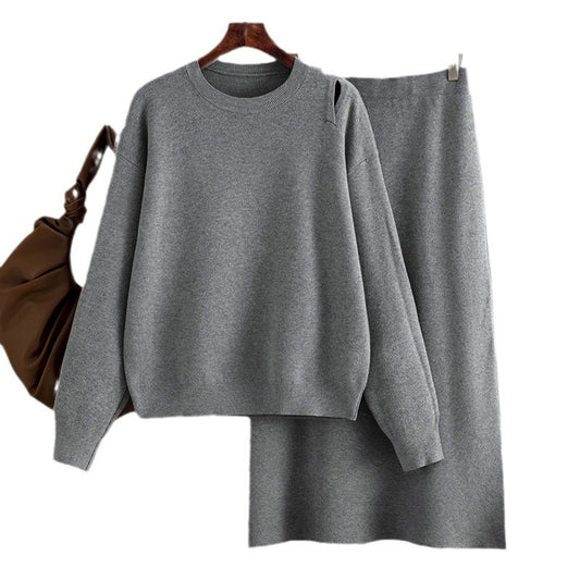Two Pieces Outfit Women Casual 2 Piece Knit Sweater Skirt Sets Knitted Women Clothing