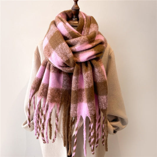 Extended scarf winter women's plaid scarf shawl dual purpose men's scarf British style imitation cashmere scarf