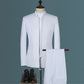 Mens Suits Set (Jacket+Pants+Vest)  Stand Collar Style Slim Fit Suits  3  Piece Wedding Men Clothing