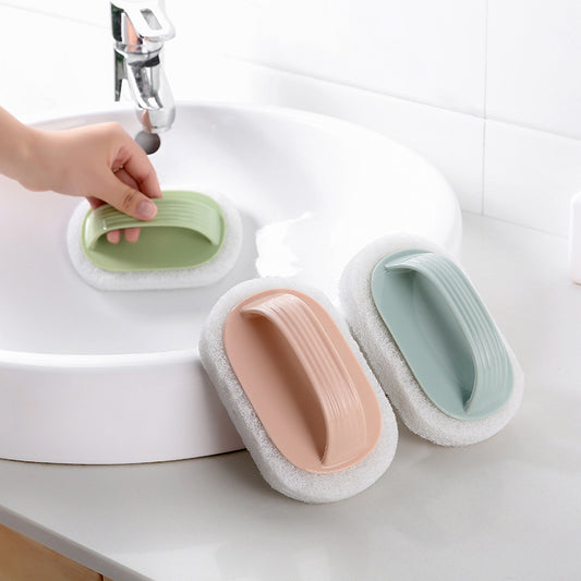 Household Plain Handle Cleaning Brush Decontamination Sponge Wipe Bathroom Toilet Tile Cleaning Brush Kitchen Brush