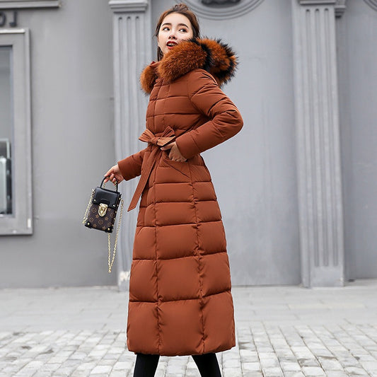 Fashion Slim Fit Over Knee Thickened Cotton Coat Winter Coat