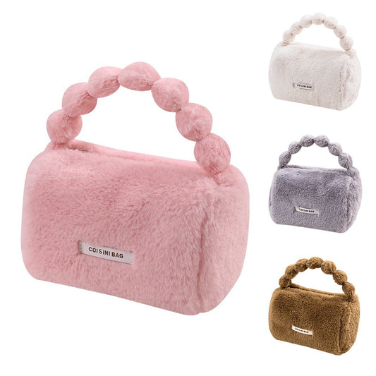 New Cute Rabbit Hair Imitation Makeup Bag Plush Fashion Skin Care Product Storage Bag Portable Makeup Product Storage Bag