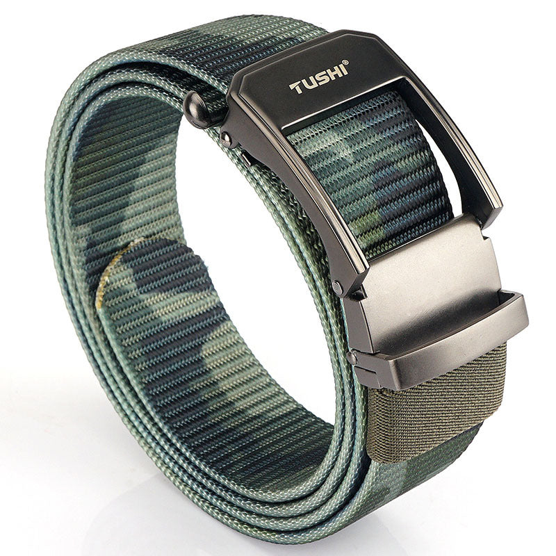 Belt Men Toothless Automatic Buckle Nylon Canvas Belt Outdoor Leisure Breathable Belt Woven Elastic Elastic Belt