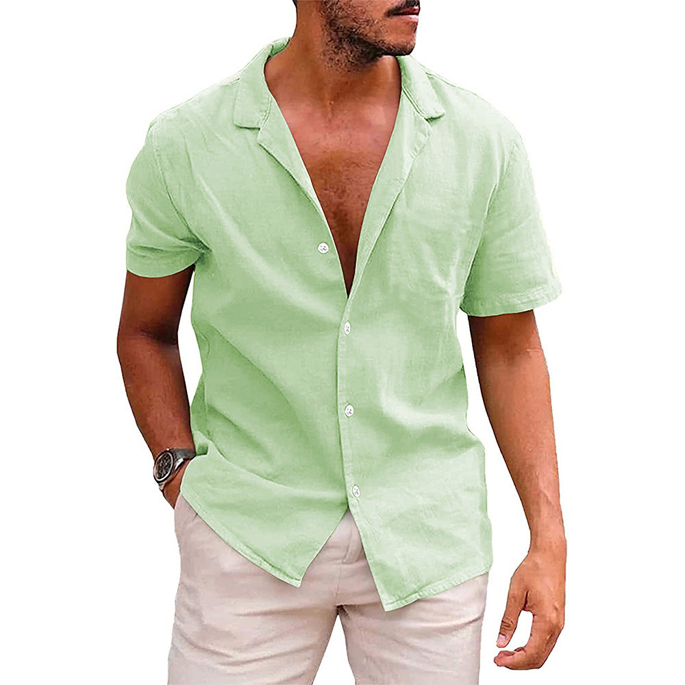 Men's Tops Casual Button Down Shirt Short Sleeve Beach Shirt Summer