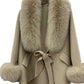 New Winter Autumn Women Woolen Jacket Real Big Fur Trim Collar High-end Cashmere Blends Luxury Fashionable Cloak