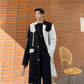 Black and White Contrast Design Loose Casual Women Trench Coat