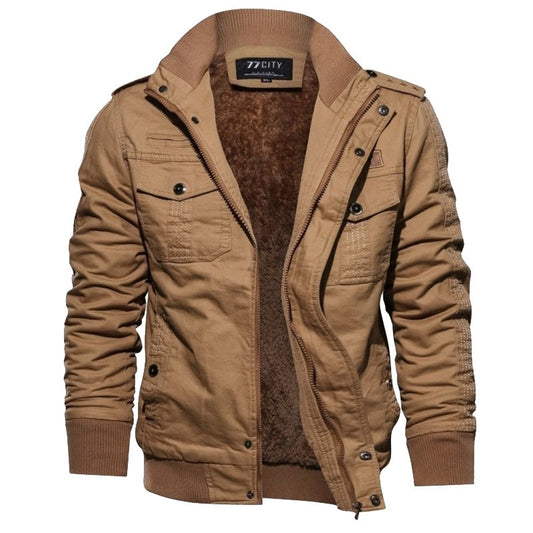 Autumn And Winter Men's Stand Collar Cotton Wash Plush Thickened Coat Large Casual Jacket Men