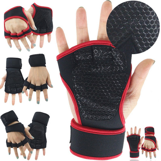 Fitness Half Finger Pull Up Grip Strength with Dumbbell Male Sports Equipment Wrist Protector Gloves Female Hard Pull Barbell Protector Gloves