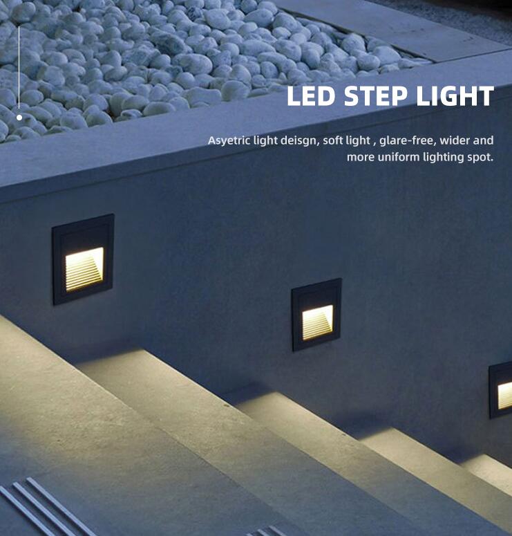 Indoor Outdoor  1W Smart Stair Light Controller Motion Sensor Waterproof IP65 Step Light Recessed LED Wall Lamps  warm light