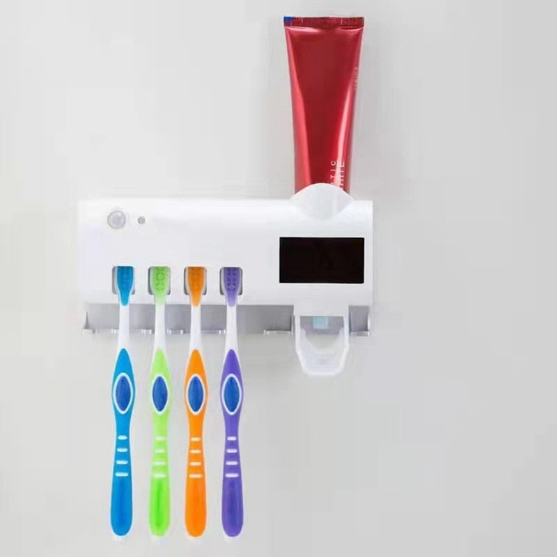 Wall Toothbrush Holder Smart Bathroom Toothpaste Squeezer for Bathroom Toilet Automatic Disinfect Bathroom Accessories