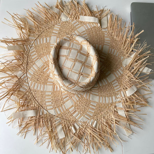 INS oversized brim for outings, vacation grass woven straw hat for women, summer sun shading, sun protection beach hat, sun hat