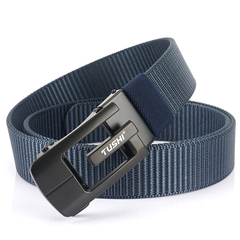 New Toothless Automatic Buckle Belt Nylon Canvas Belt Outdoor Leisure Breathable Belt 3.4CM