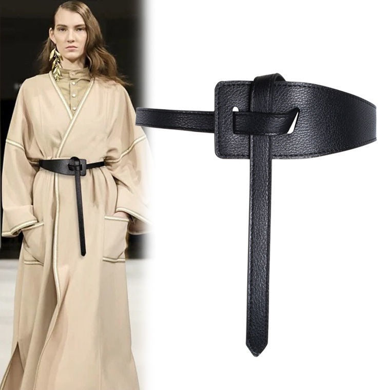 Ins Style Simple Wide Belt Women's Waist Seal Coat with Sweater Waist Tie Belt Assembly with Skirt