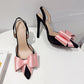Pointed slim high heels, bow tie, rhinestone color matching, super high heels, sandals for women