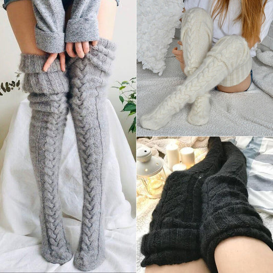 Knitting Knee Length Stockings Women's Lengthened Floor Stockings Wool Pile Stockings
