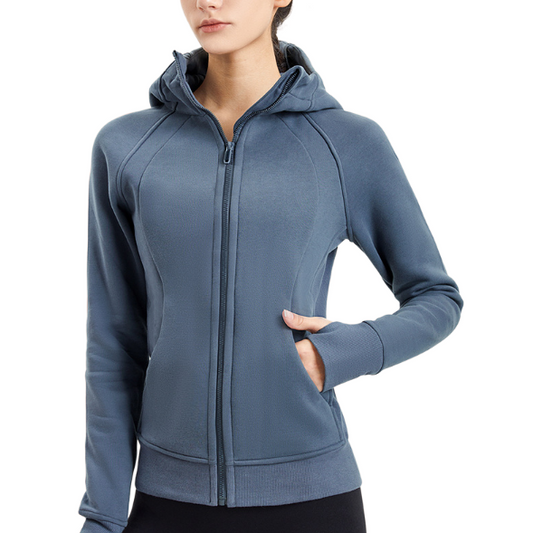 Yoga Sports Coat Women's Elastic Breathable Zipper Hoodie