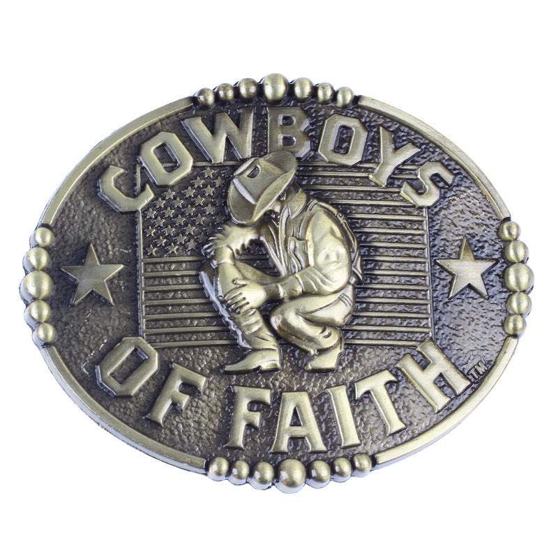 Bronze Cowboys Of Faith Western Belt Buckle