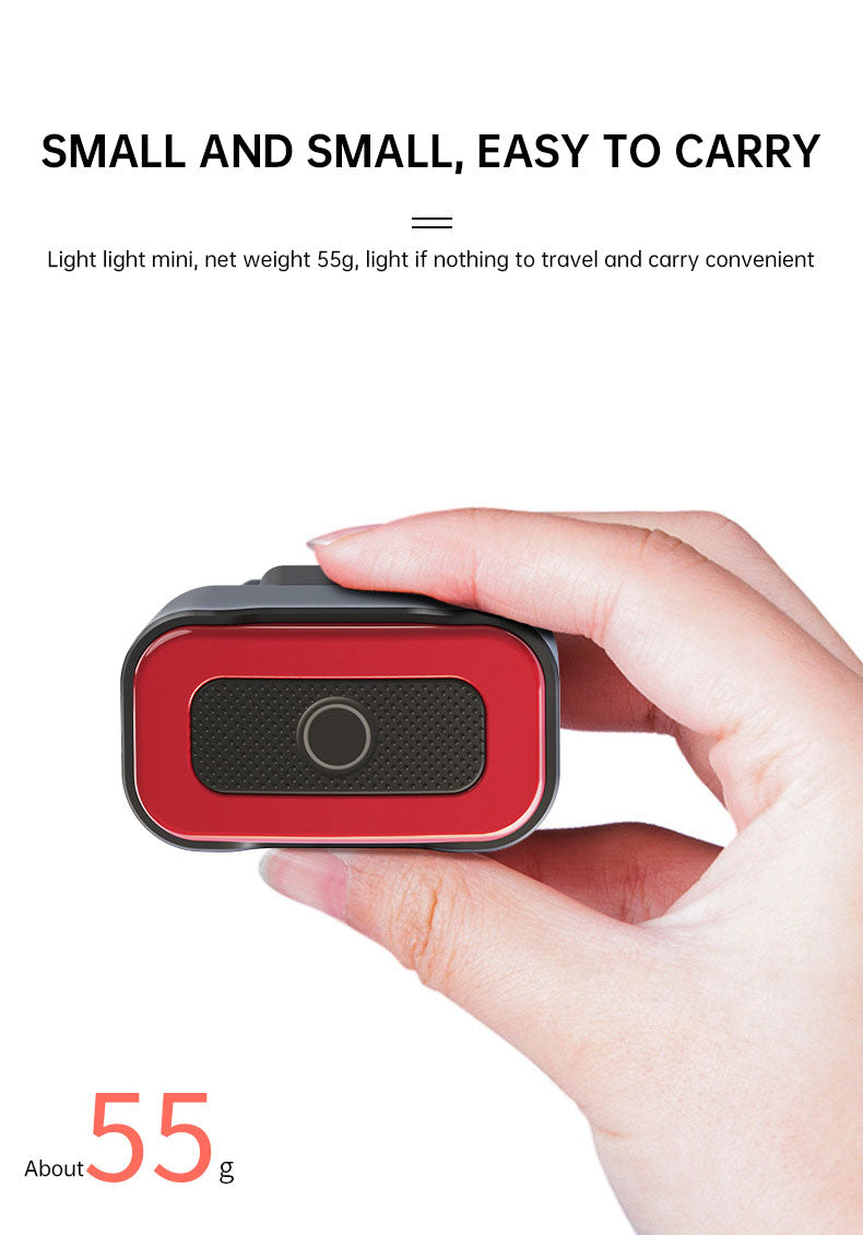Intelligent induction brake bicycle taillight road mountain bike charging warning riding equipment square red taillight