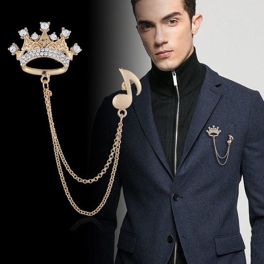 High-end Crown Brooch Men's Brooch Pin Suit Collar Pin Accessories