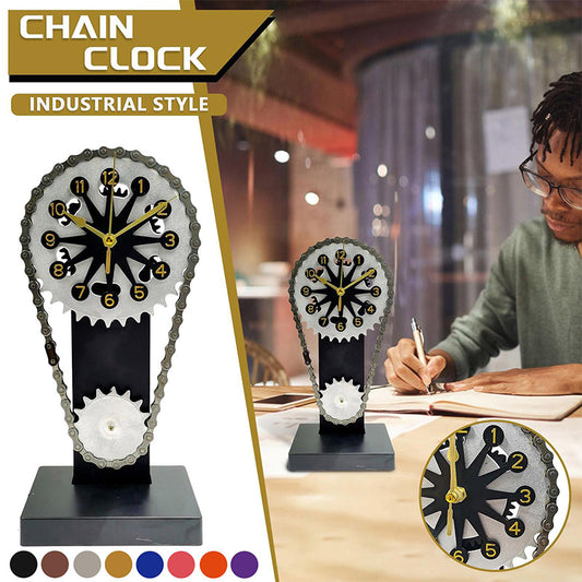 Chain Gear Rotating Clock Mechanical Vintage Industrial Style Art Desktop Clock For Restaurant Bar Home Table Decor Gear Clock