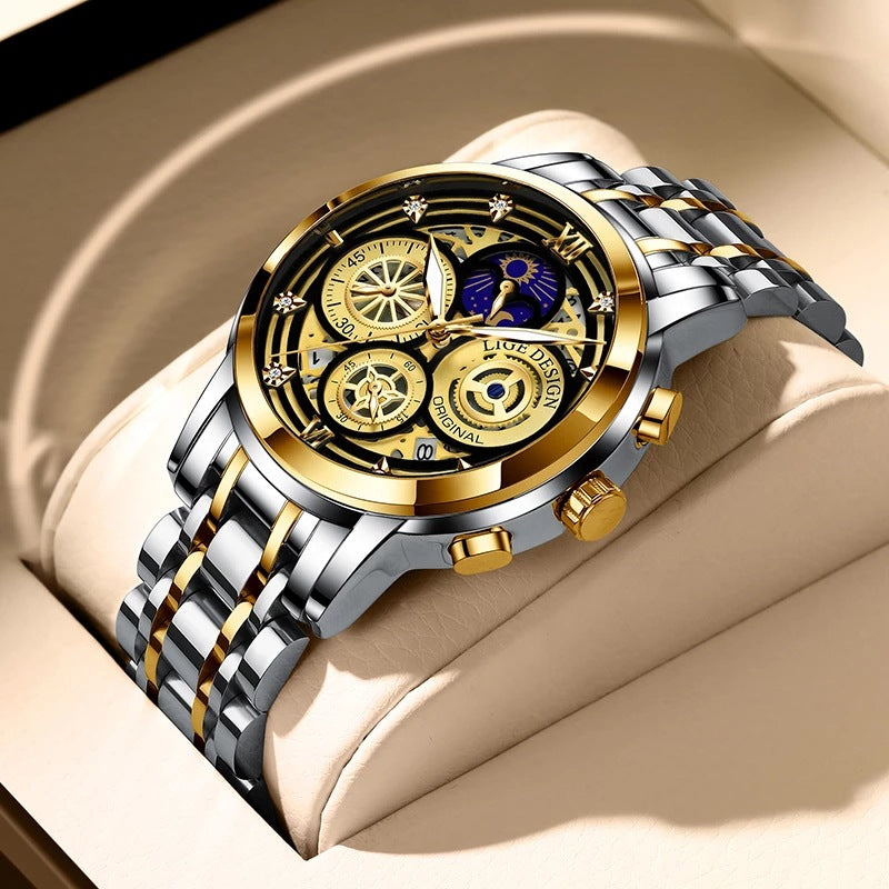 Men's Quartz Watch Skeleton New Concept Waterproof Watch Multifunctional Watch