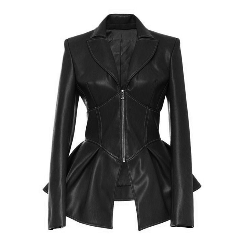 Women Jacket Black Gothic Faux Leather PU Jacket Women