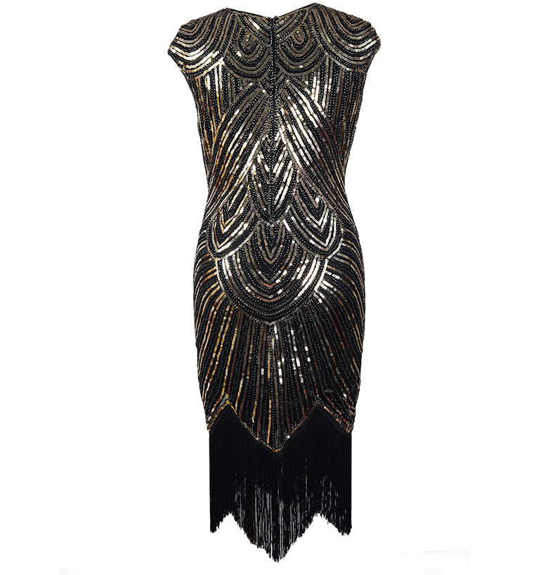 Fringed braid sequin dress