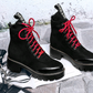 Fashion leather boots with flat bottom flat boots student women's boots rivet Martin boots