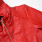 Women's Chest Pocket Hooded Zipper Women Leather Jacket