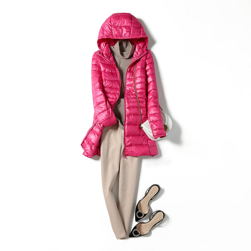 New Light And Thin Hooded Down Jacket Women