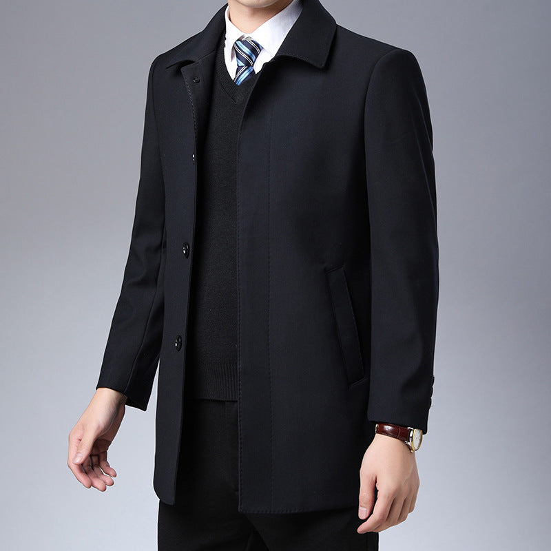 Suit collar cardigan middle-aged men trendy long-sleeved shirt