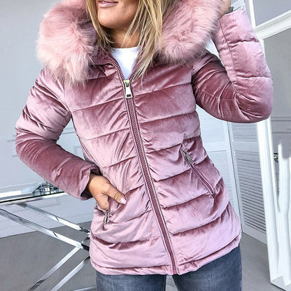 New style solid color hooded jacket women