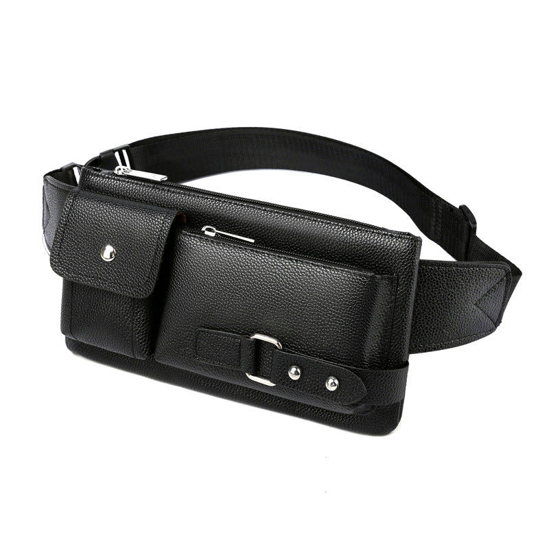 Men's Belt Bag Classic Solid Color PU Leather Waist Bag Outdoor Leisure Travel Fanny Pack Purse