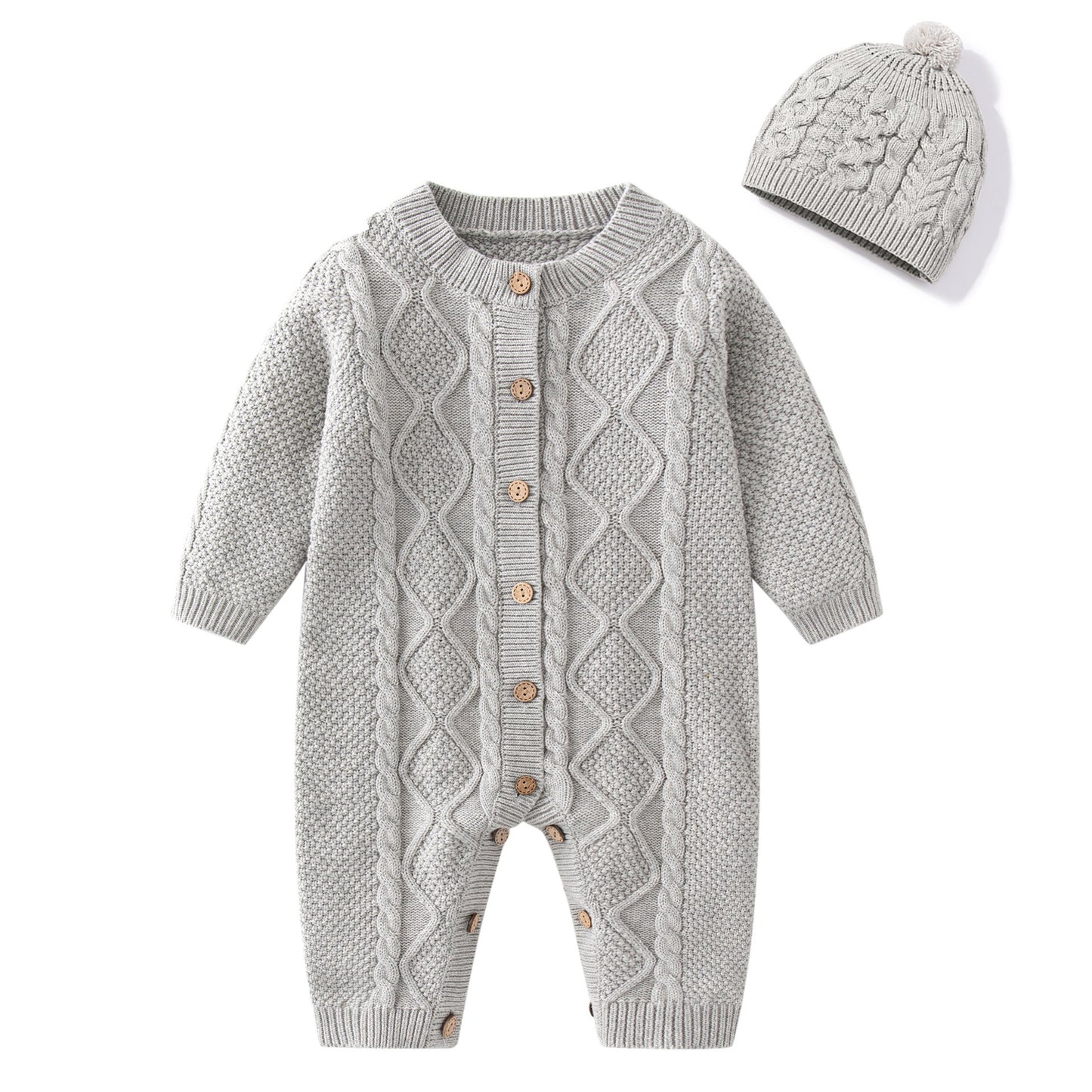 Baby Sweater Fried Dough Twist Knitting Romper Baby One-Piece Sweater Newborn Sweater Knitting Crawling Suit