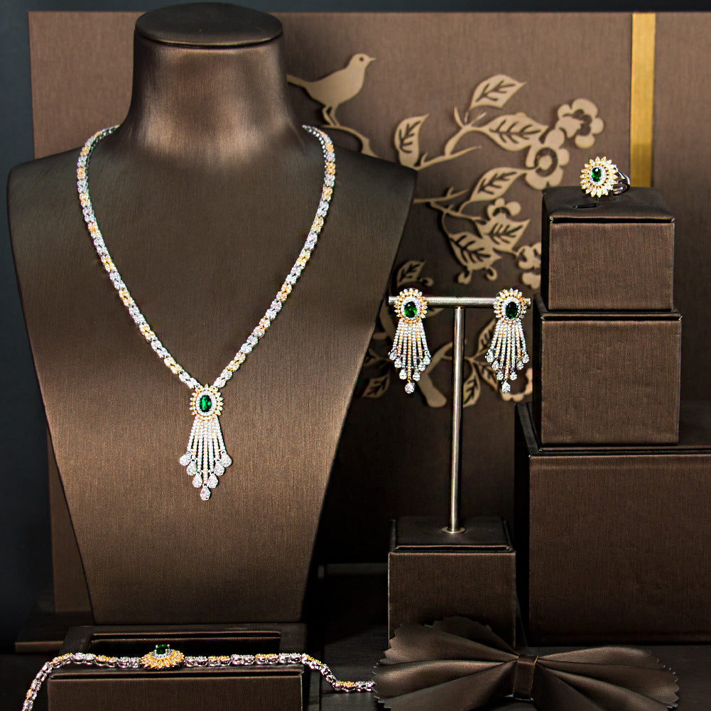 Four-piece zircon jewelry set