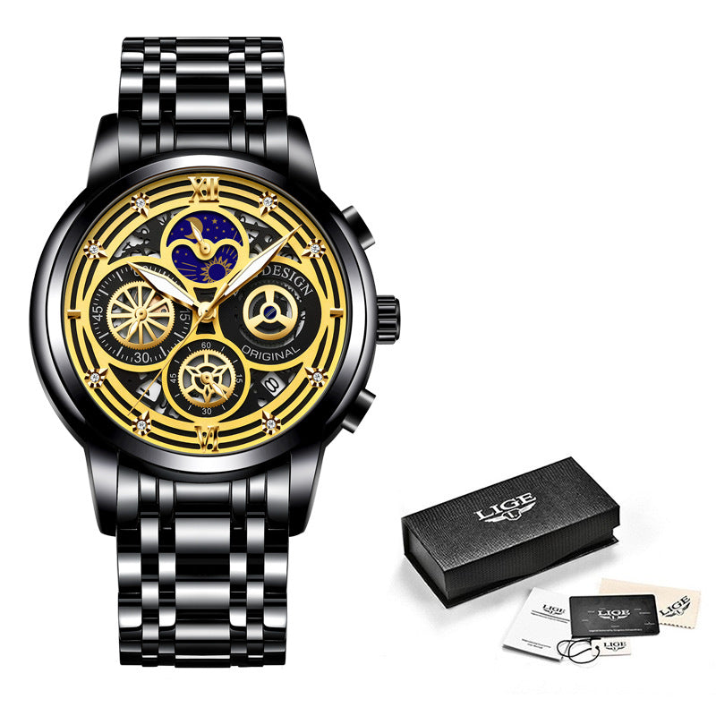 Men's Quartz Watch Skeleton New Concept Waterproof Watch Multifunctional Watch