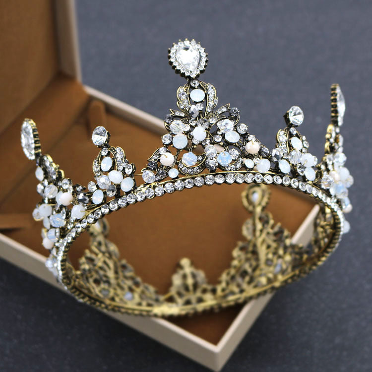 bride rounded crown princess pearl diamond wedding ornaments crown headdress wedding accessories