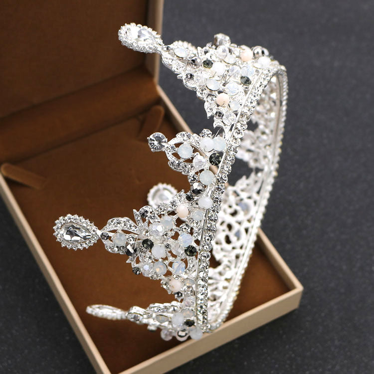 bride rounded crown princess pearl diamond wedding ornaments crown headdress wedding accessories