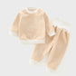 Children's Warm Suit Baby Spring And Autumn Plus Fleece Outer Wear Tops Pants Men And Women Baby Two Sets