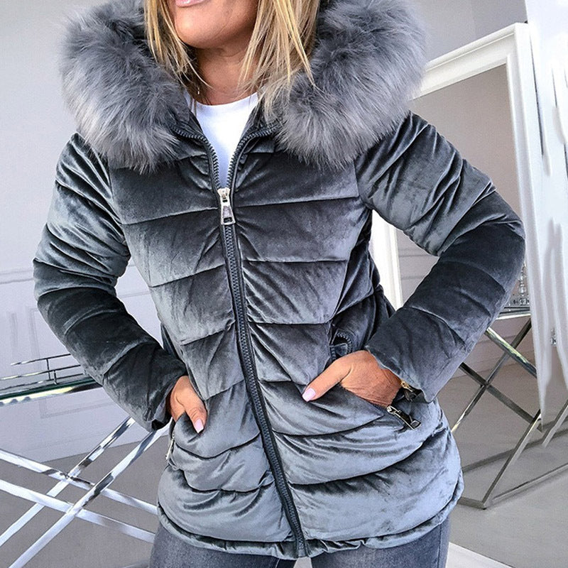 New style solid color hooded jacket women