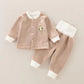 Children's Warm Suit Baby Spring And Autumn Plus Fleece Outer Wear Tops Pants Men And Women Baby Two Sets