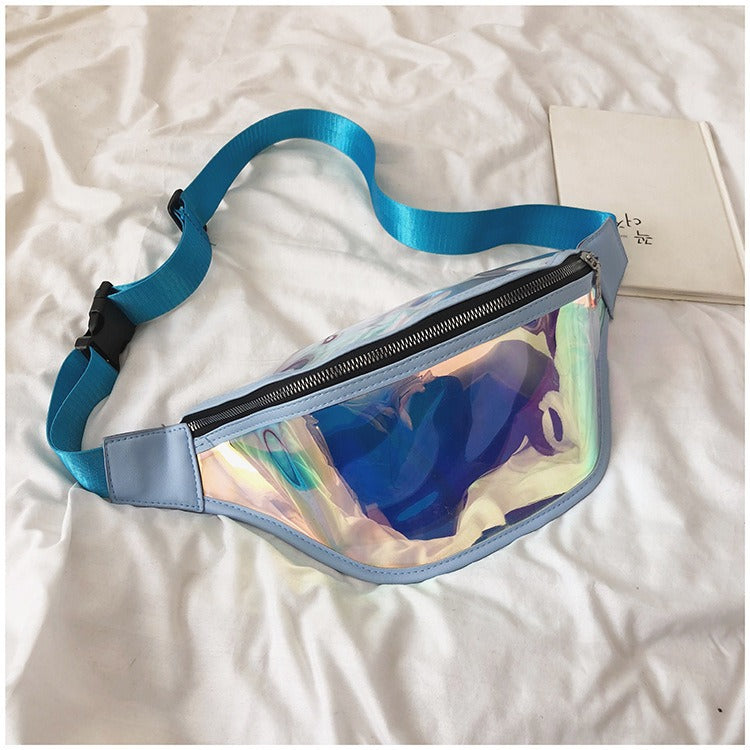 New Sports Waist Bag Running Mobile Phone Waterproof Bag PVC Transparent Swimming Storage Crossbody Chest Bag Laser Waist Bag